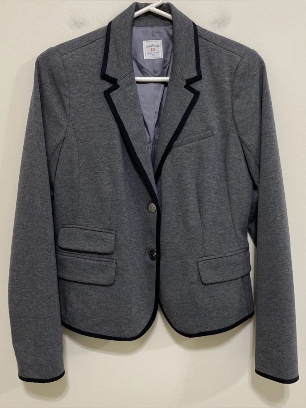 Gap Size 10 Academy Blazer Gray Heathered Lined Long SLeeve Polyester Blend